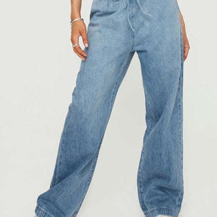 Wide Leg Jeans for Women Elastic Wasited Baggy Denim Pants