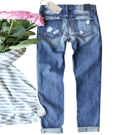 Ripped Jeans for Women Patch Boyfriend Distressed Denim Jean Pants