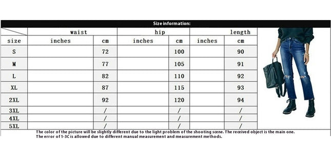 Womens High Waist Distressed Jeans Destroyed Straight Leg Denim Pants