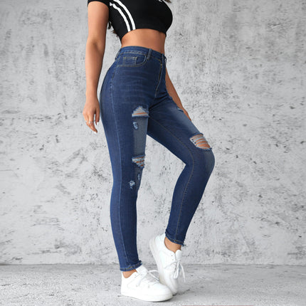 Women's Ripped Skinny Slim Fit Jeans Distressed Stretchy Denim Pants-A1