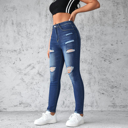 Women's Ripped Skinny Slim Fit Jeans Distressed Stretchy Denim Pants-A1