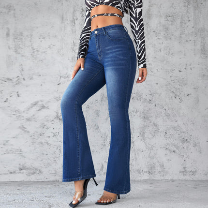 Women's Bell Bottom Jeans High Waisted Flared Denim Pants with Pocket