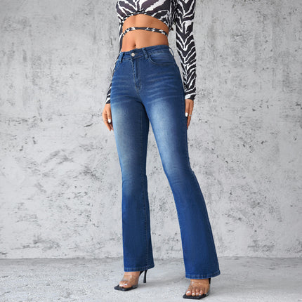 Women's Bell Bottom Jeans High Waisted Flared Denim Pants with Pocket