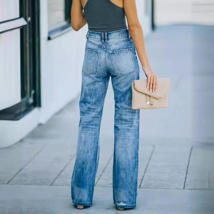 Wide Leg Jeans for Women Ripped High Waisted Baggy Denim Pants