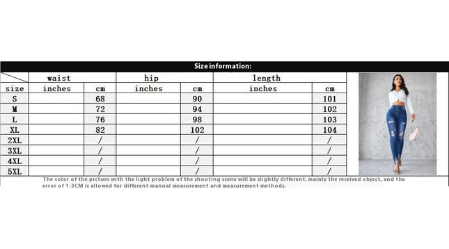 Womens Ripped Jeans Stretchy High Waist Skinny Button Fly Denim Pants