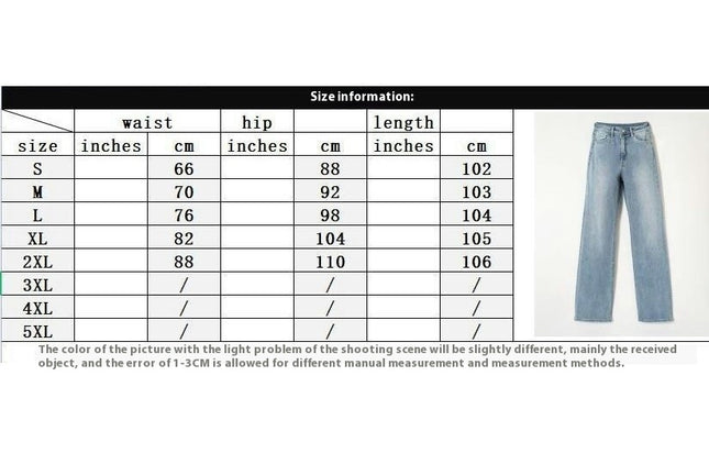 Women's Casual Mid-Rise Denim Pants Stretch Straight Leg Jeans