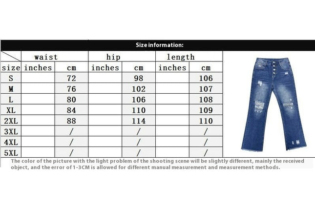 Women's High Waist Bell Bottom Jeans Ripped Raw Hem Flared Denim Pants
