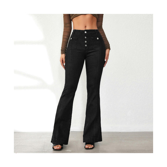 Trendy Flare Jeans for Women High Waisted Skinny Bell Bottom Denim Pants