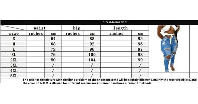 Women's High Waisted Skinny Destroyed  Denim Pants Stretch Ripped Pencil Jeans