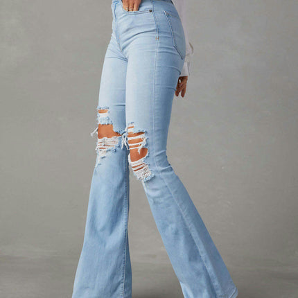 Bell Bottom Jeans for Women Ripped High Waisted Classic Flared Pants