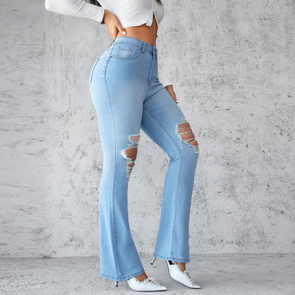 Bell Bottom Jeans for Women Classic Ripped High Waisted Flared Denim Pants