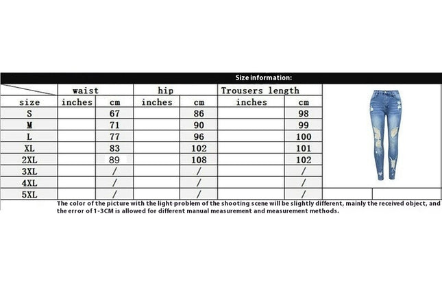 Women's High Waist Ripped Jeans Casual Skinny Stretch Distressed Denim Pants