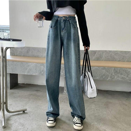Straight Wide Leg Baggy Jeans for Women High Waisted Denim Pants