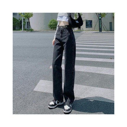Women's High Waisted Straight Leg Long Jeans Beggy Casual Denim Pants