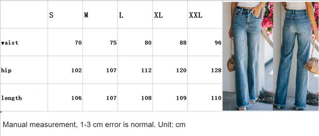 Straight Leg Jeans for Women Casual Raw Hem Mid Waisted Pants