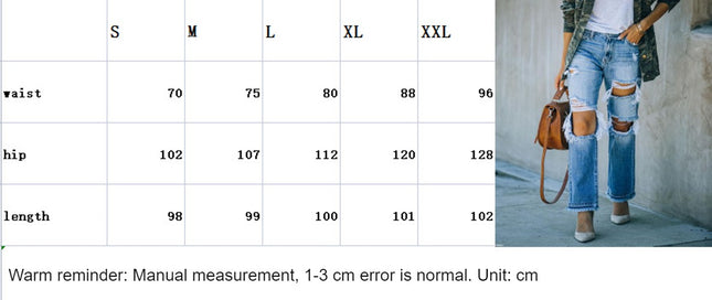 Women Mid Waisted Baggy Jeans Distressed Boyfriend Straight Leg Denim Pants