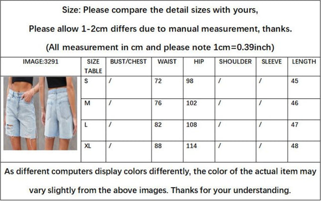 Women's High Waist Distressed Denim Shorts Frayed Raw Hem Ripped Jean Shorts