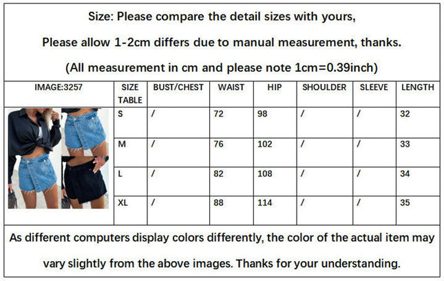 Denim Shorts Women Casual High Waisted Button Up Asymmetrical Denim Jean Skort Skirt Mini Shorts