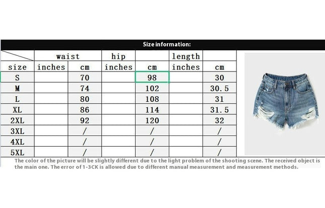 Women's High Waisted Ripped Denim Shorts Casual Frayed Raw Hem Jeans Shorts