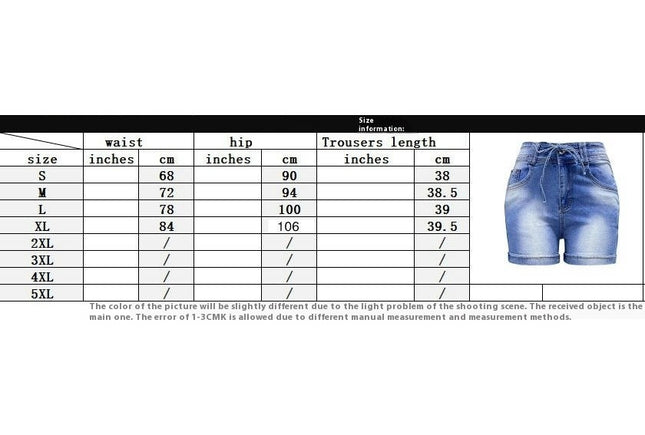 Women's High Waisted Skinny Butt Lifting Stretchy Folded Hem Jeans Shorts