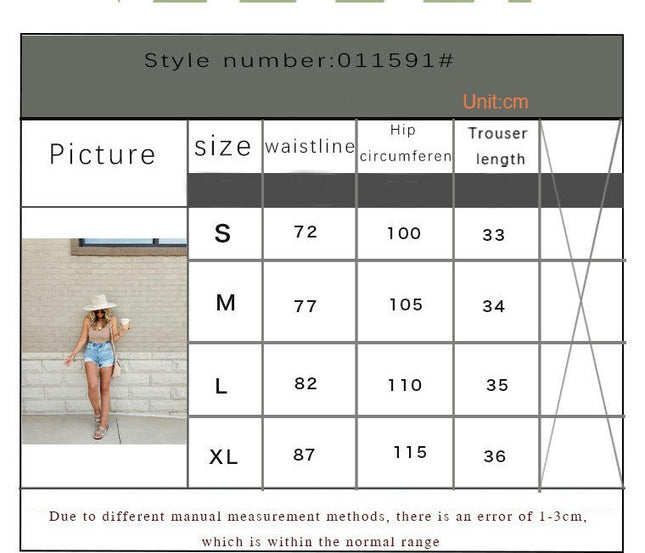 Women Casual High Waisted Denim Shorts Frayed Raw Hem Ripped Jeans Shorts