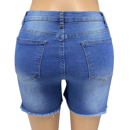 Jean Shorts for Women Mid Waisted Casual Frayed Raw Hem Denim Shorts