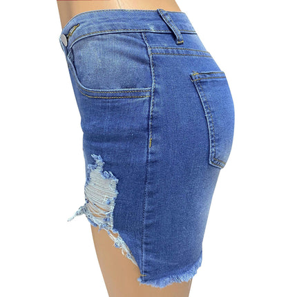 Jean Shorts for Women Mid Waisted Casual Frayed Raw Hem Denim Shorts