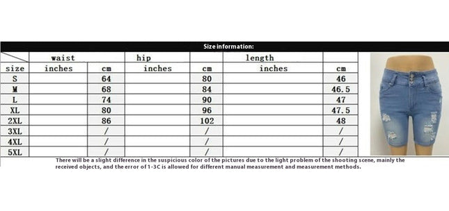 Womens Ripped Stretchy Jean Shorts High Waisted Bermuda Shorts