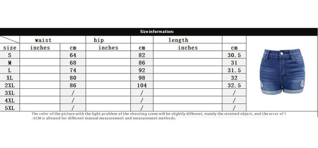 High Waist Folded Hem Denim Shorts for Women Ripped Casual Jeans Shorts