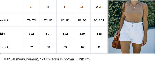 Elastic High Waist Jean Shorts for Women Casual Stretchy Denim Short