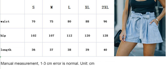 Women Casual Denim Shorts Bowknot Tie Waist Shorts with Pockets