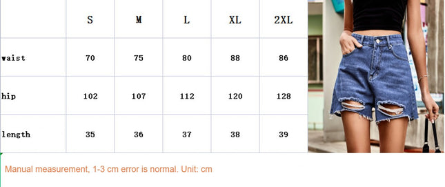 Women's High Waist Distressed Casual Cut Off Ripped Jeans Denim Shorts