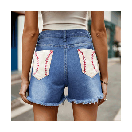 Denim Shorts for Women Mid Rise Ripped Jean Shorts Raw Hem Short Jeans