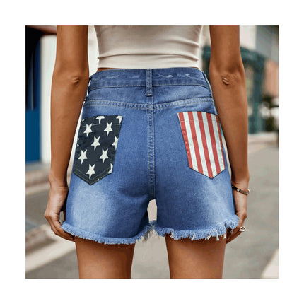 Denim Shorts for Women Mid Rise Ripped Jean Shorts Raw Hem Short Jeans