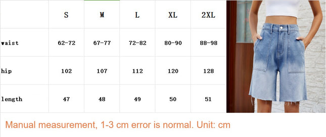 Women's Casual High Waist Straight Leg Jean Shorts Raw Hem Denim Shorts