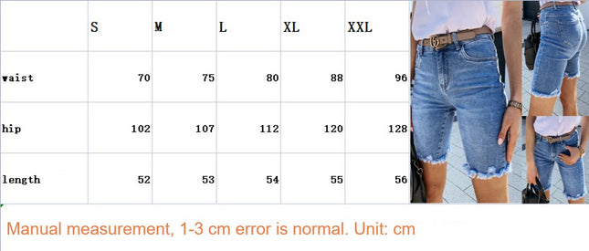 Women's High Waist Ripped Denim Shorts Straight Leg Raw Hem Jean Shorts