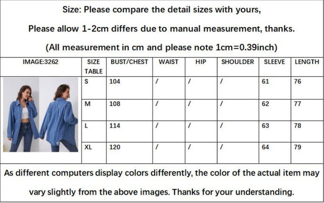 Women's Long Sleeve Collared Shirt Button Down Denim Blouse Tops
