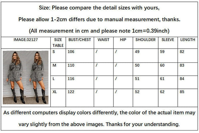 Women Casual Jean Jacket Long Sleeve Belted Button Up Denim Shirt Jacket