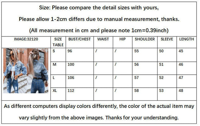 Cropped Denim Jackets for Women Long Sleeve Rivet Jean Jackets