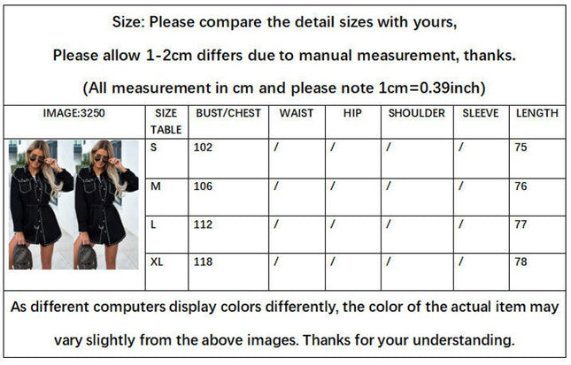 Women's Fashion Denim Jacket Studded Long Sleeve Jean Jacket