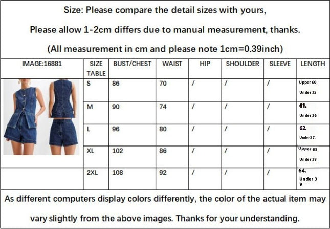 Womens Denim Vest 2 Piece Set Sleeveless Button Down Vest Tops High Waist Denim Shorts Vest Sets