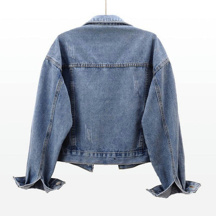 Womens Basic Button Down Jean Jacket Long Sleeves Denim Jacket