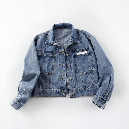 Womens Basic Button Down Jean Jacket Long Sleeves Denim Jacket