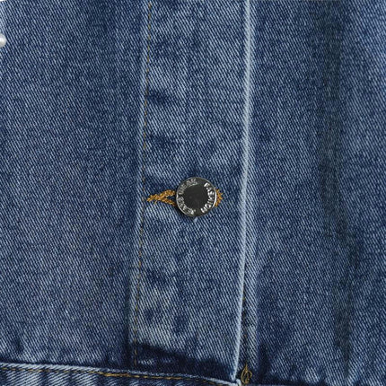 Women's Long Sleeve Jean Jacket Embroidered Rivet Pearl Denim Jacket Coat
