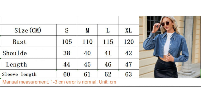 Women's Denim Jacket Button Down Long Sleeve Fitted Cropped Jean Coat