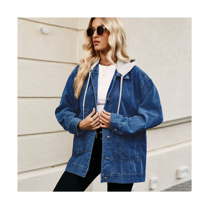 Women's Denim Jackets Casual Button Down Long Sleeve Loose Jean Jacket Coat