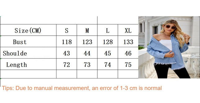Women Denim Shirt Collared Jean Shirts Long Sleeve Pocket Button Down Blouses