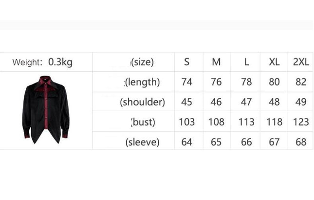 Mens Pleated Button Down Shirt Medieval Costume Steampunk Victorian Top Lining