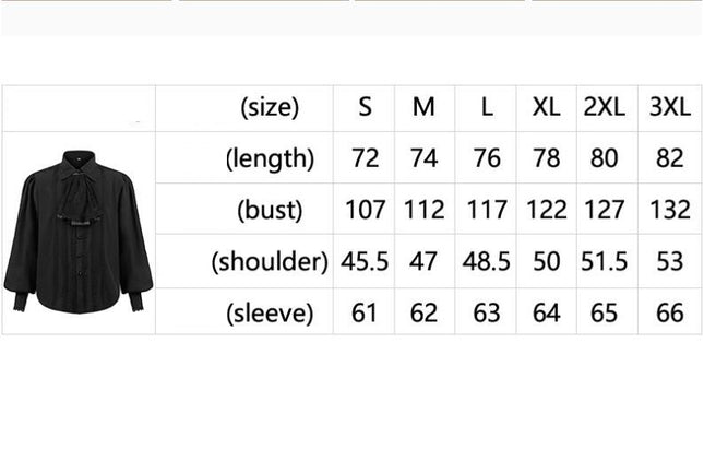 Men's Pleated Shirt Medieval Lotus Trim Button Costume Steampunk Victorian Top