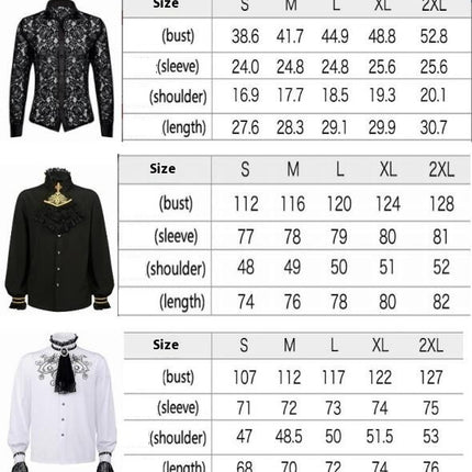 Mens Pirate Shirt Ruffled Victorian Renaissance Steampunk Shirt Gothic Medieval Costume 1